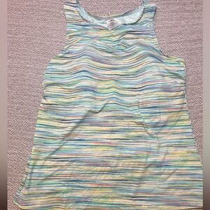 Lands End Multi-Colored Striped Tankini Swim Top Size 16DD Soft Bra Cup $20